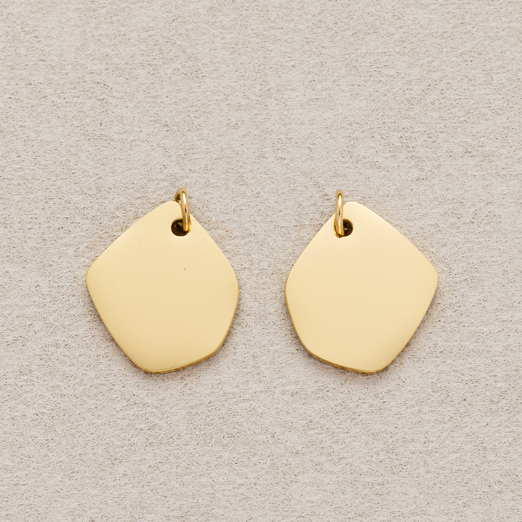 Launch Promo: 24K Gold PVD Stainless Steel Minimalist Irregular Geometric Shield Tag Pendant | Sold Each