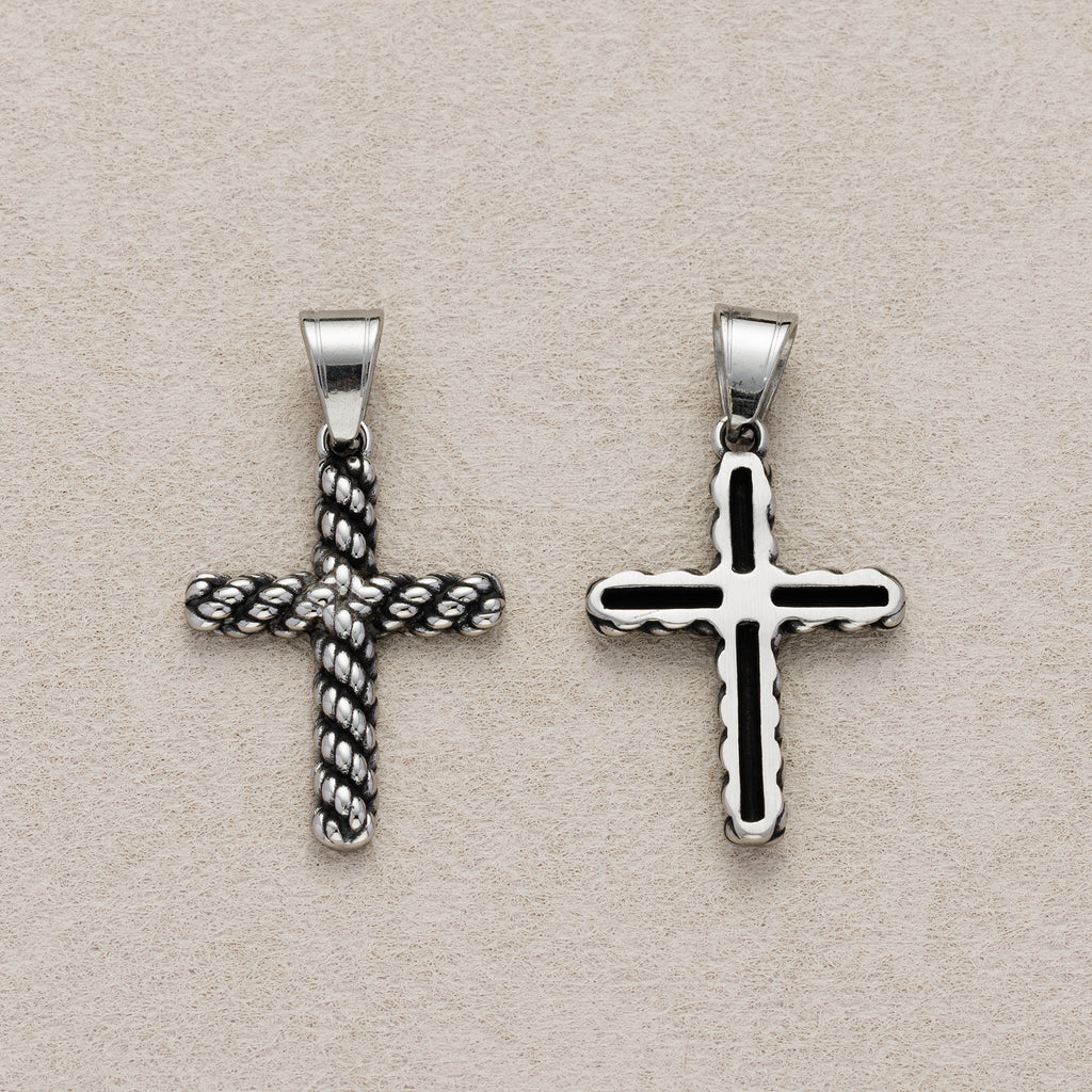 Launch Promo: Stainless Steel Antique Minimalist Rope Cross Pendant | Sold Each