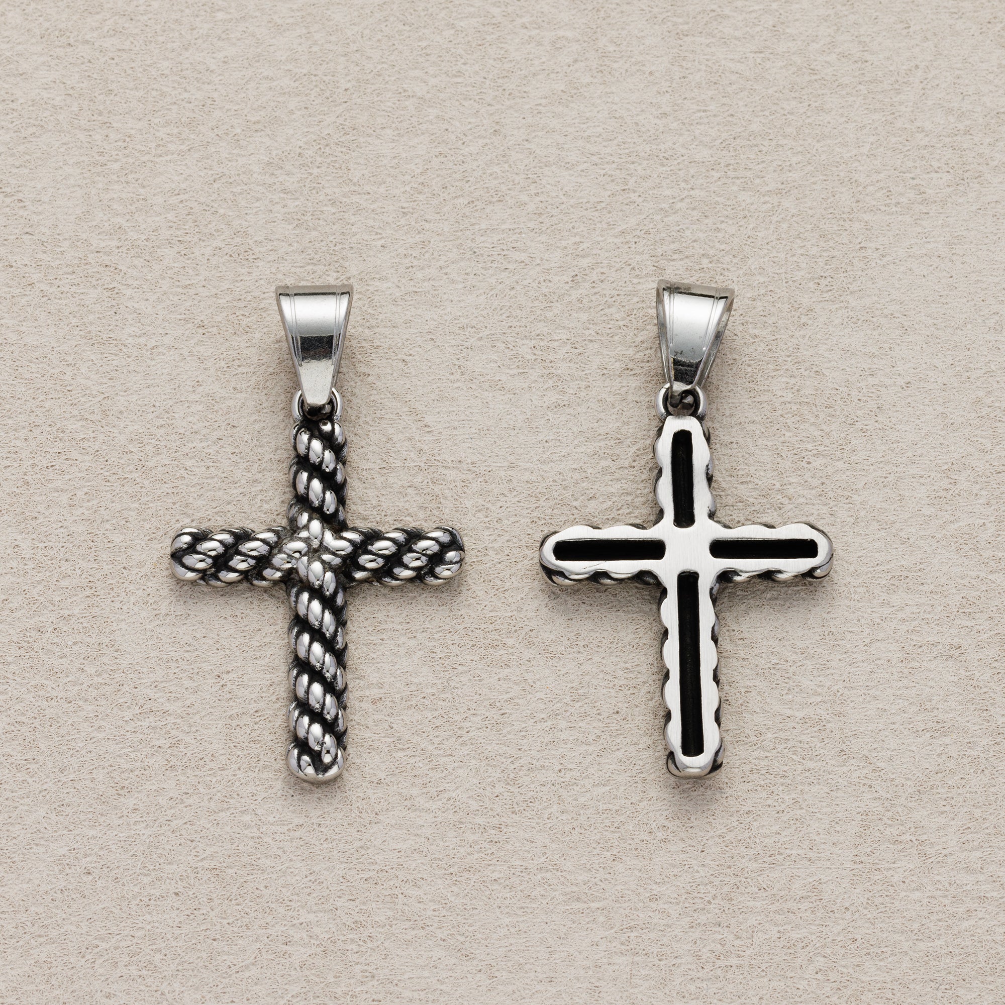Launch Promo: Stainless Steel Antique Minimalist Rope Cross Pendant | Sold Each