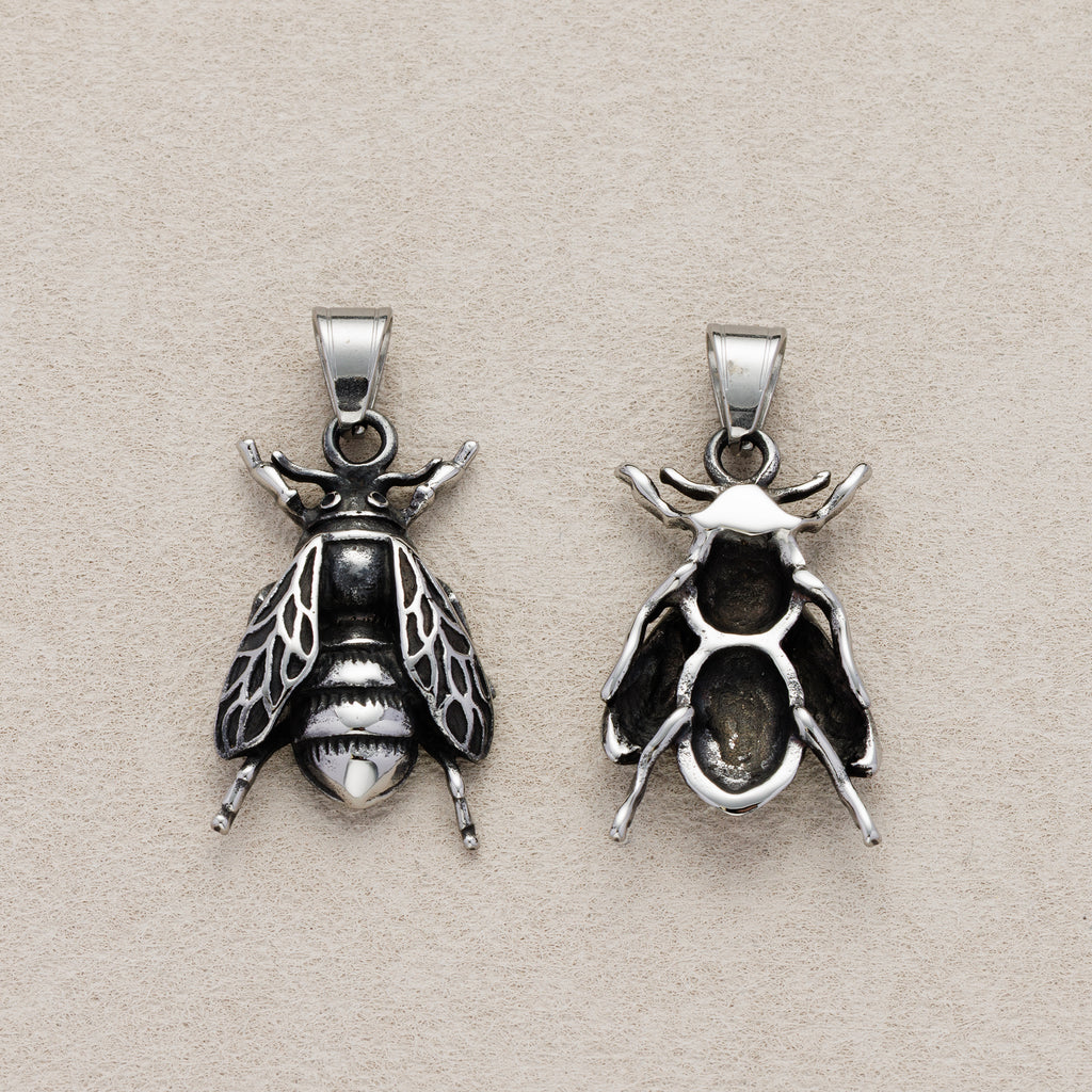 Launch Promo: Stainless Steel Vintage Textured Honeybee Animal Pendant | Sold Each