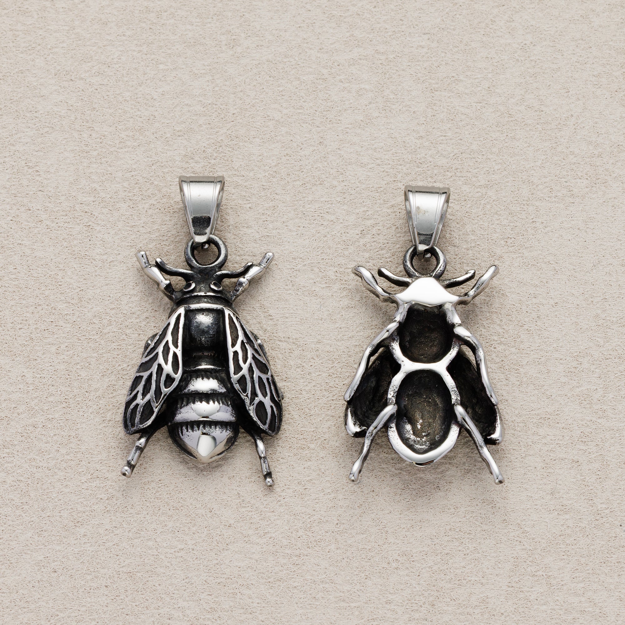 Launch Promo: Stainless Steel Vintage Textured Honeybee Animal Pendant | Sold Each