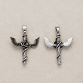 Launch Promo: Stainless Steel Gothic Angel Rose Cross Pendant | Sold Each