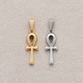 Launch Promo: 24K Gold PVD Stainless Steel Plain Puffed Ankh Cross Pendant in Gold & Silver | Sold Each