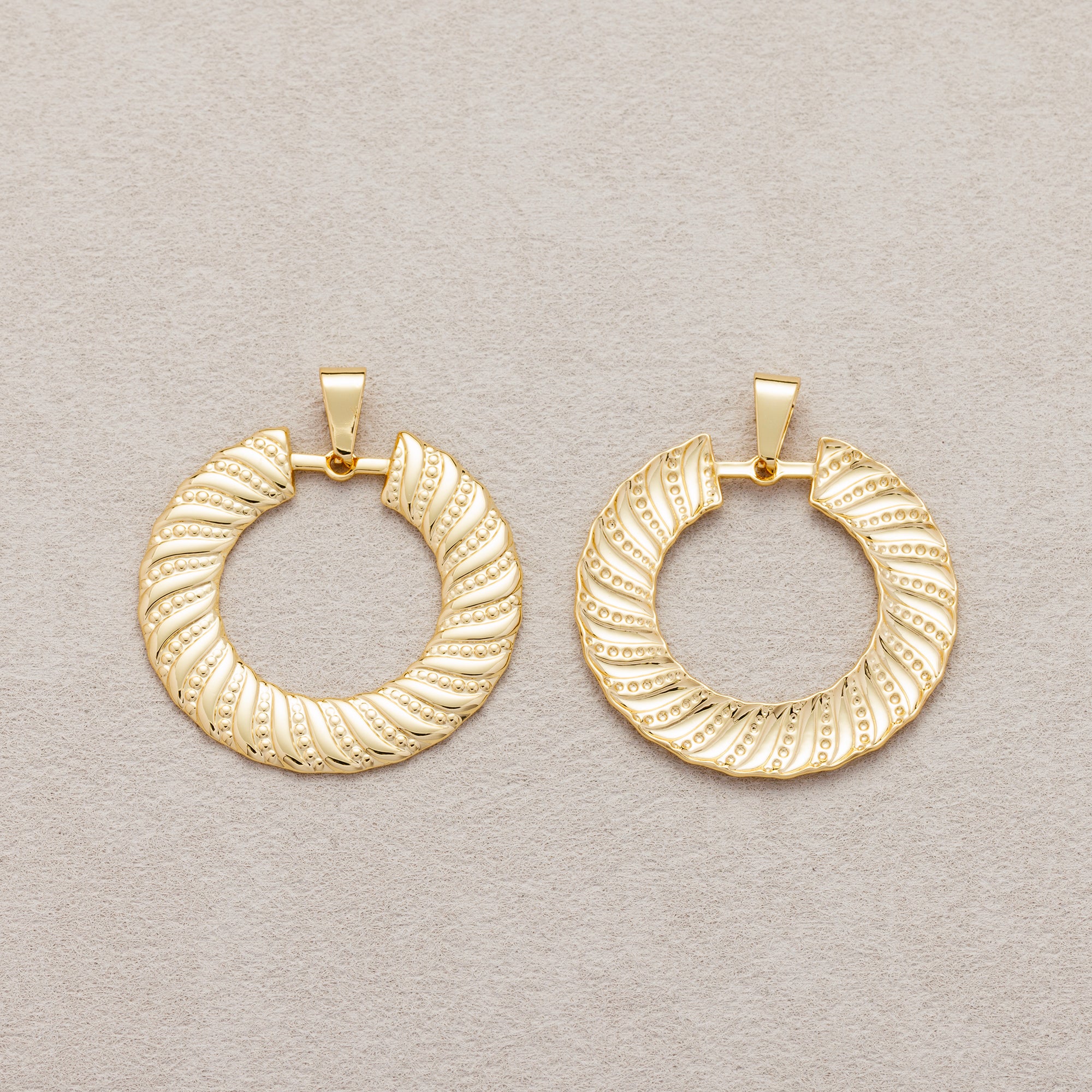 Launch Promo: 18K Gold PVD Stainless Steel Open Circle Swirl Ribbed Pendant | Sold Each