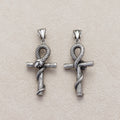 Launch Promo: Stainless Steel Bold Serpent Ankh Cross Pendant | Sold Each