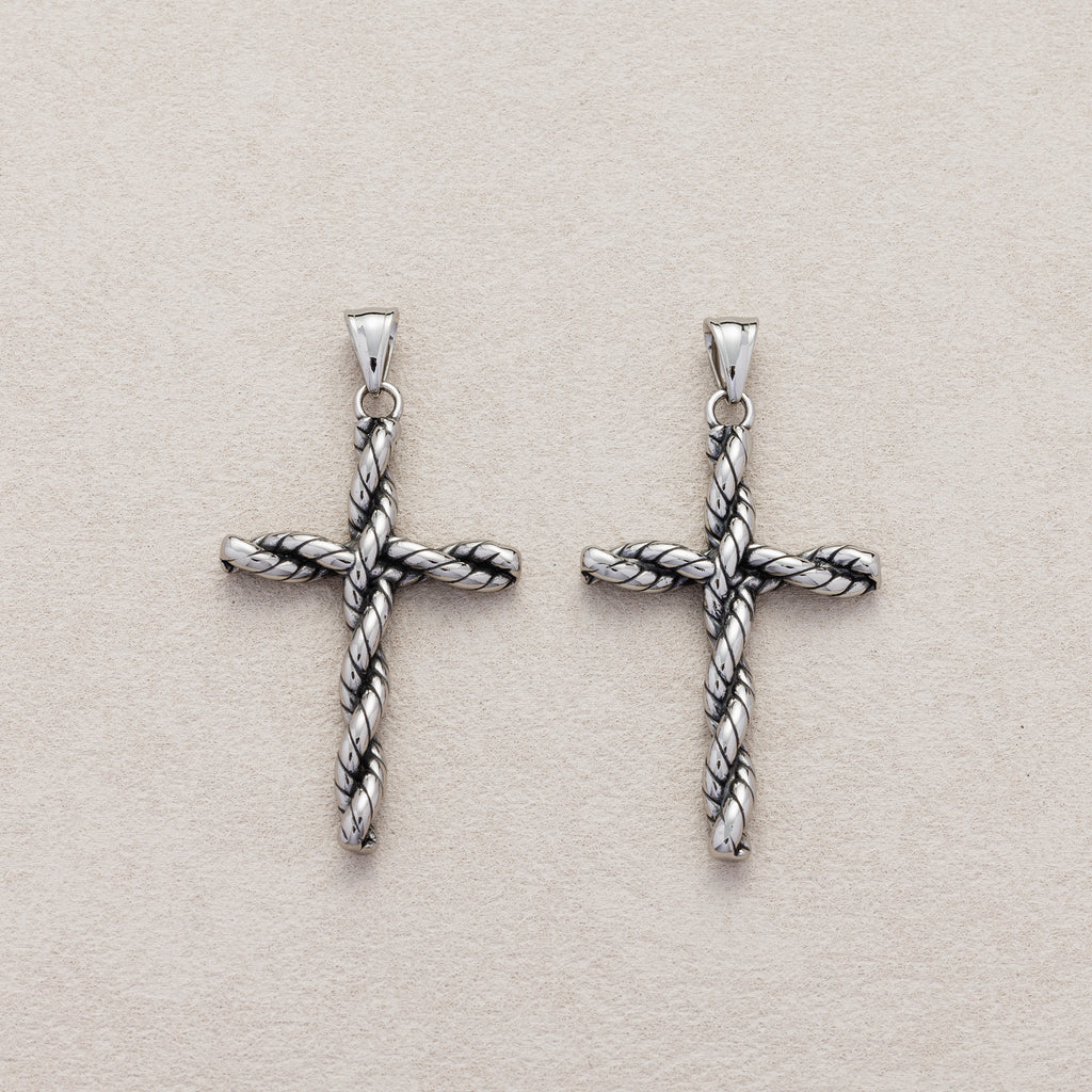 Launch Promo: Stainless Steel Spiral Rope Religious Cross Pendant | Sold Each
