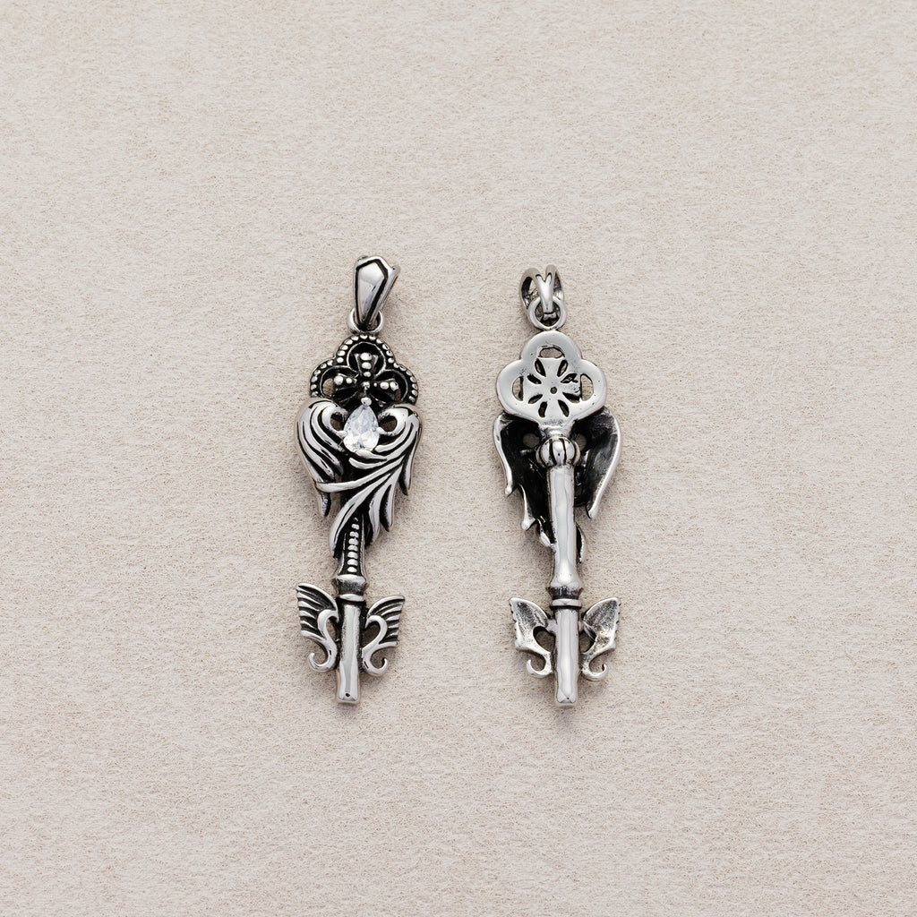 Launch Promo: Stainless Steel Vintage Winged Key Pendant | Sold Each