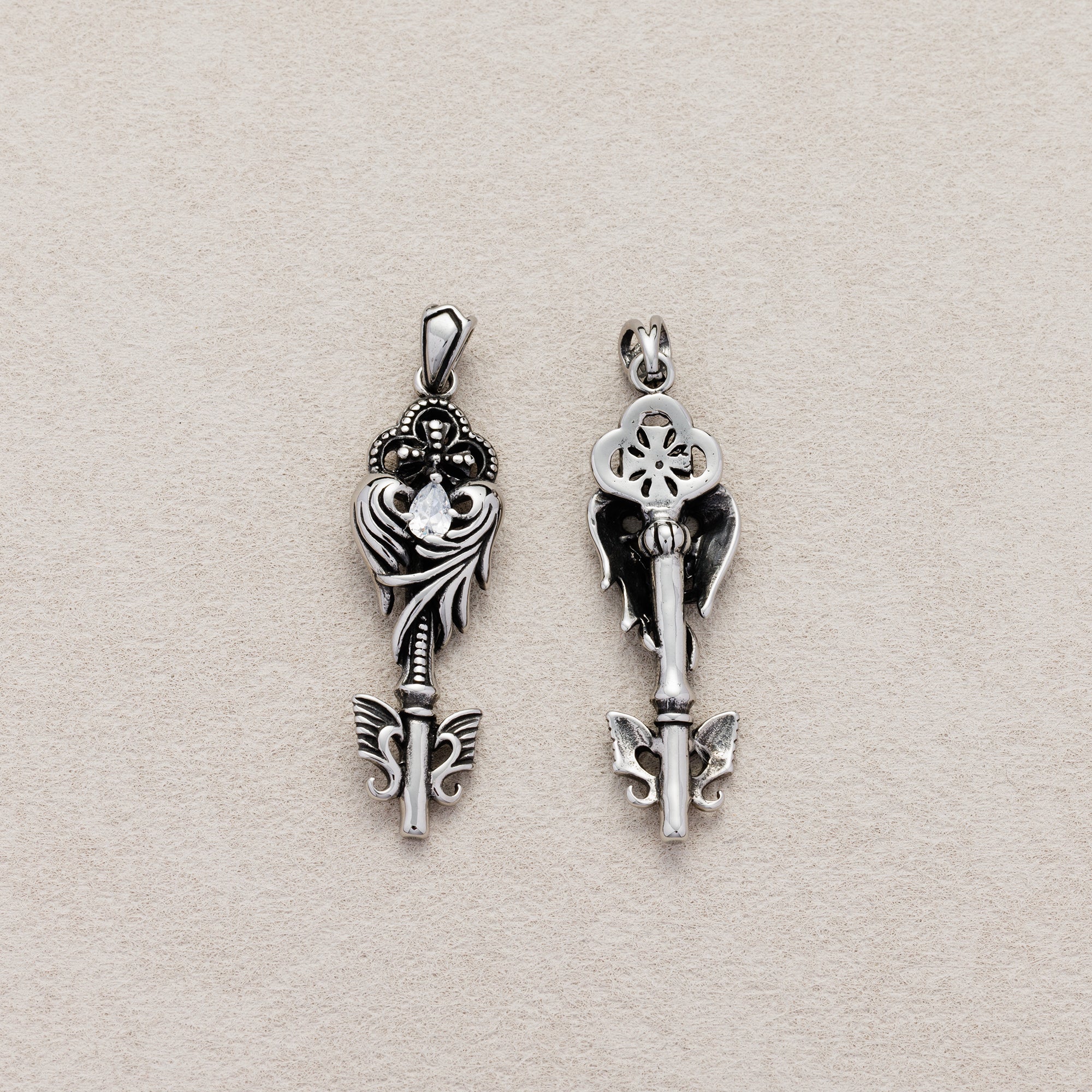 Launch Promo: Stainless Steel Vintage Winged Key Pendant | Sold Each