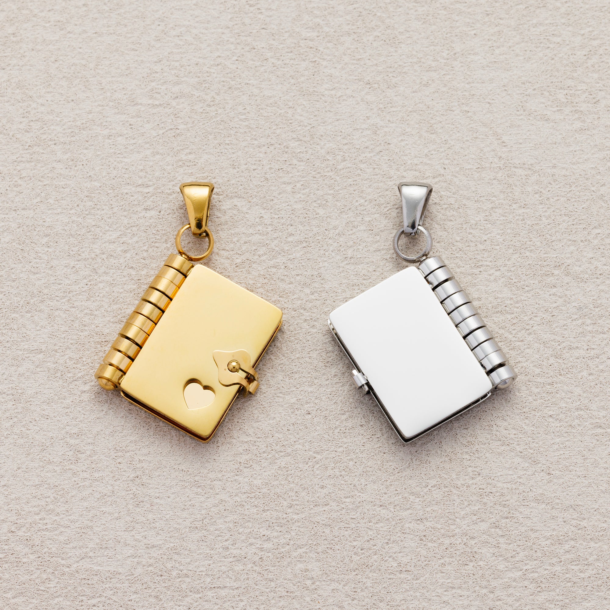 Launch Promo: 18K Gold PVD Stainless Steel Openable Turn Page Dairy Book Pendant | Sold Each
