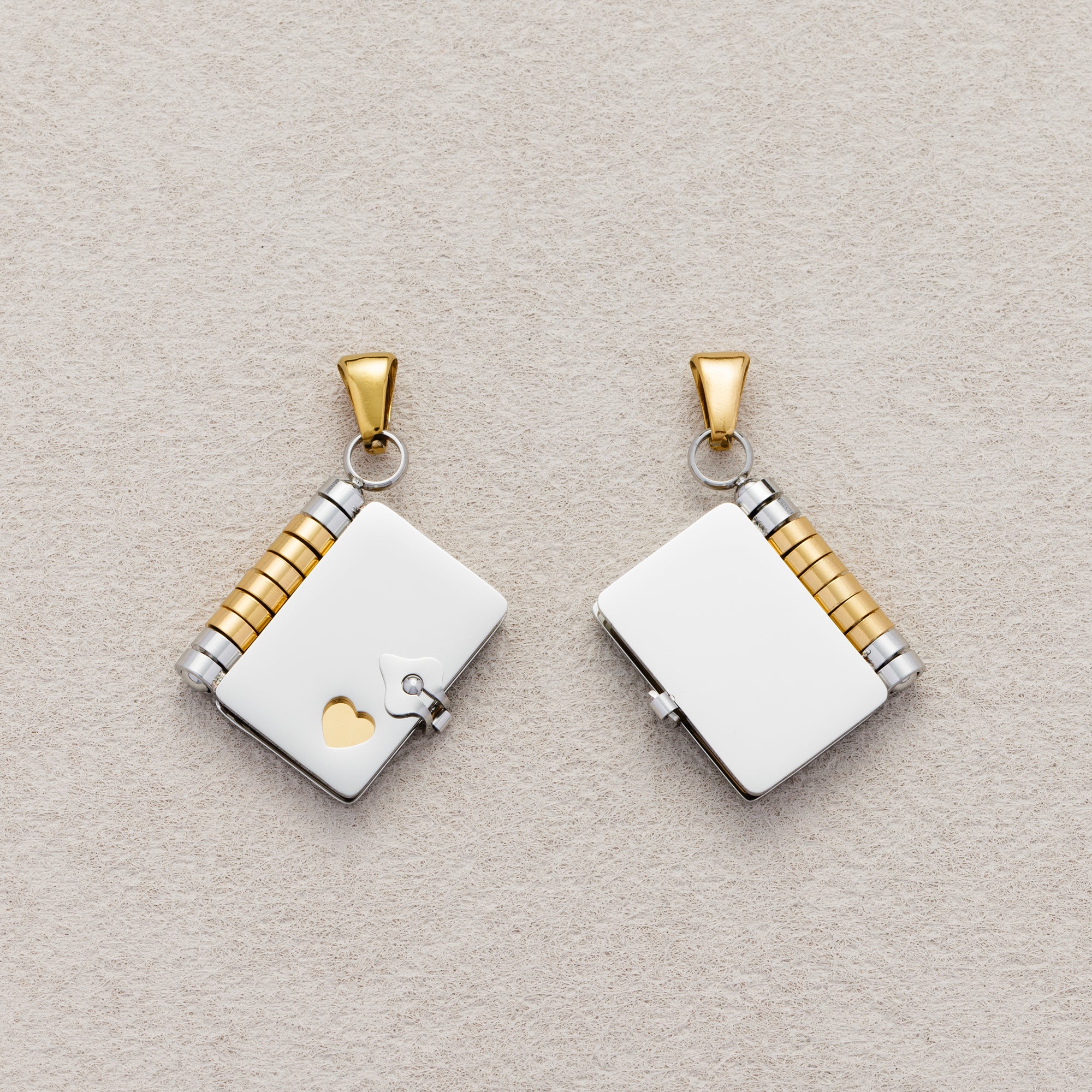 Launch Promo: 18K Gold PVD Stainless Steel Openable Turn Page Dairy Book Pendant | Sold Each