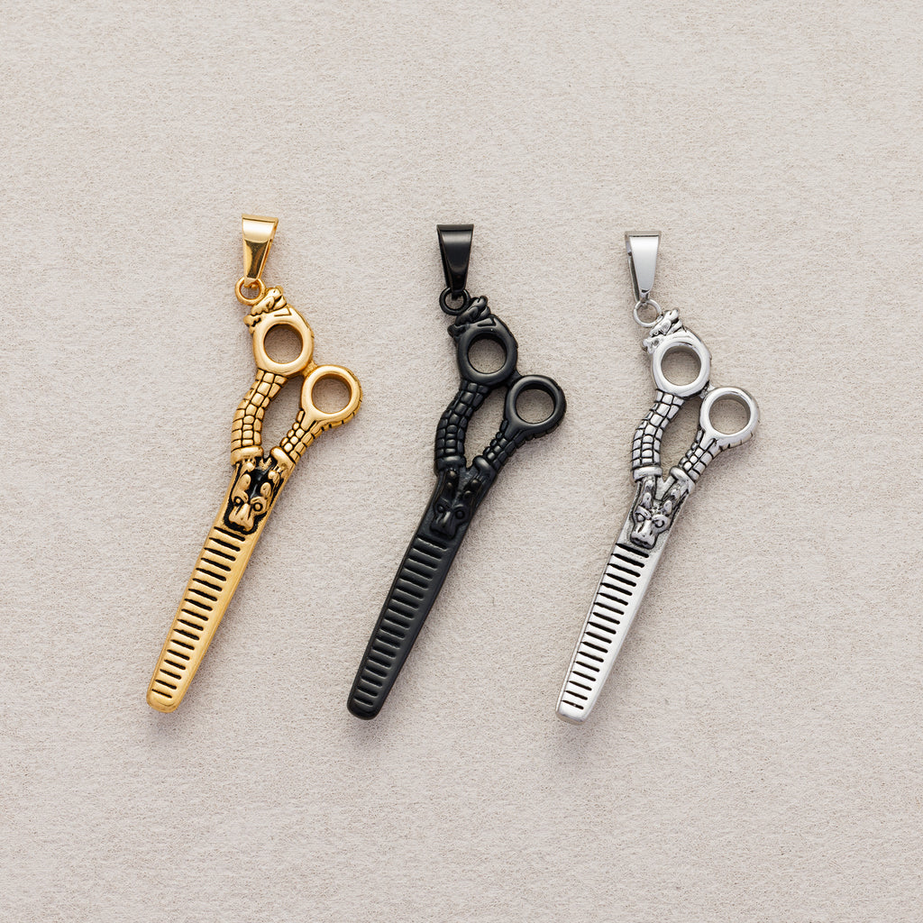 Launch Promo: 24K Gold PVD Stainless Steel Textured Scissors Pendant | Sold Each