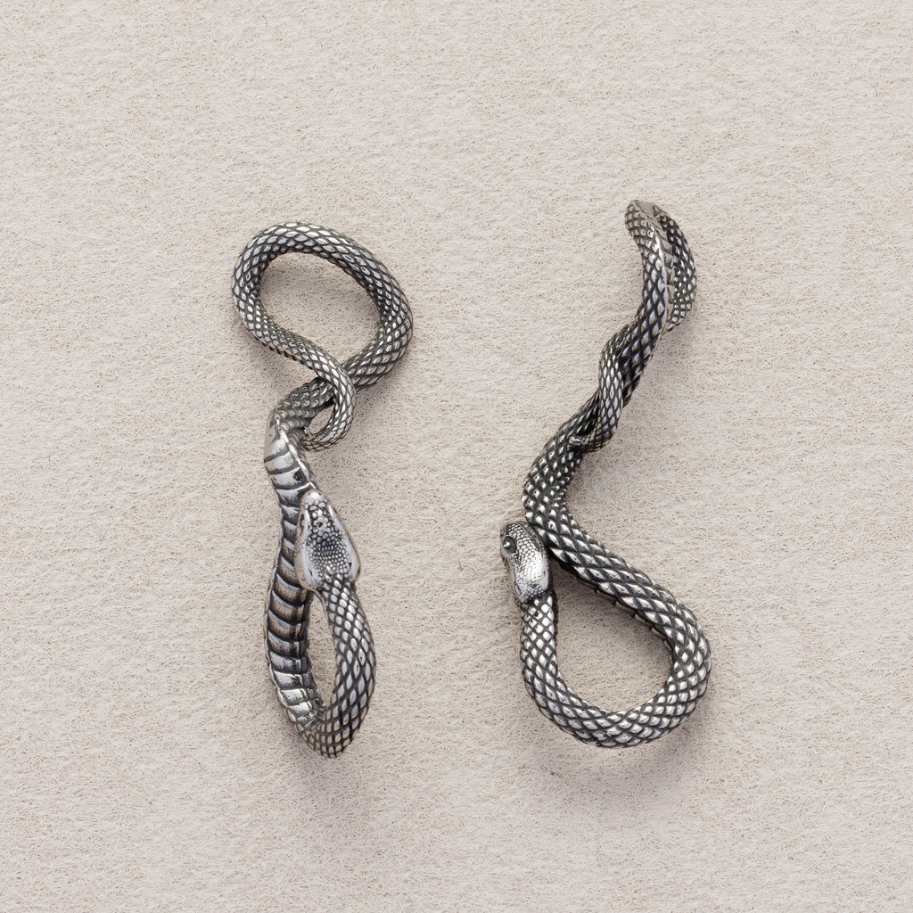 Launch Promo: Stainless Steel Textured Serpent Snake Animal Pendant | Sold Each