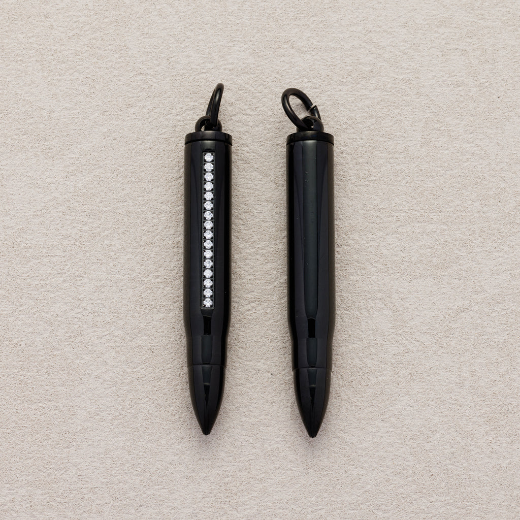 Launch Promo: 24K Gold PVD Stainless Steel Black Military Bullet Pendant | Sold Each