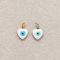 Launch Promo: 24K Gold PVD Stainless Steel White Blue Evil Eye Heart Charm | Sold Each