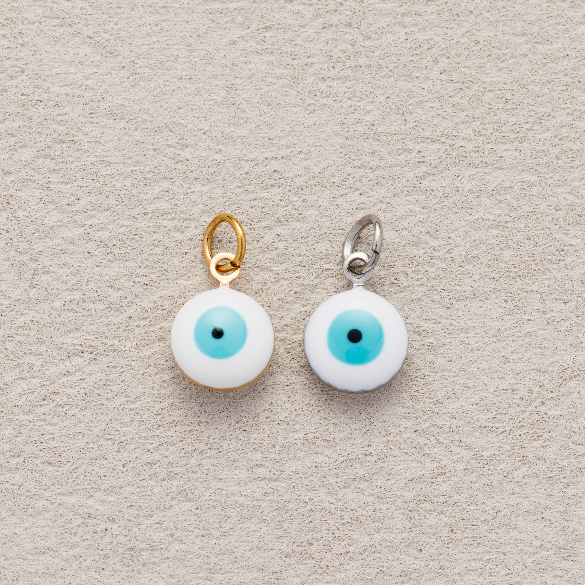 Launch Promo: 24K Gold PVD Stainless Steel White Blue Evil Eye Charm | Sold Each