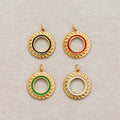 Launch Promo: 24K Gold PVD Stainless Steel Colorful Open Round Rope Bezel Enamel Medallion Charm | Sold Each