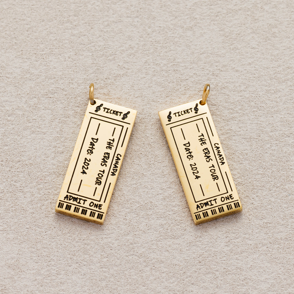 Launch Promo: 24K Gold PVD Stainless Steel Ticket Concert Tour Charm | Sold Each