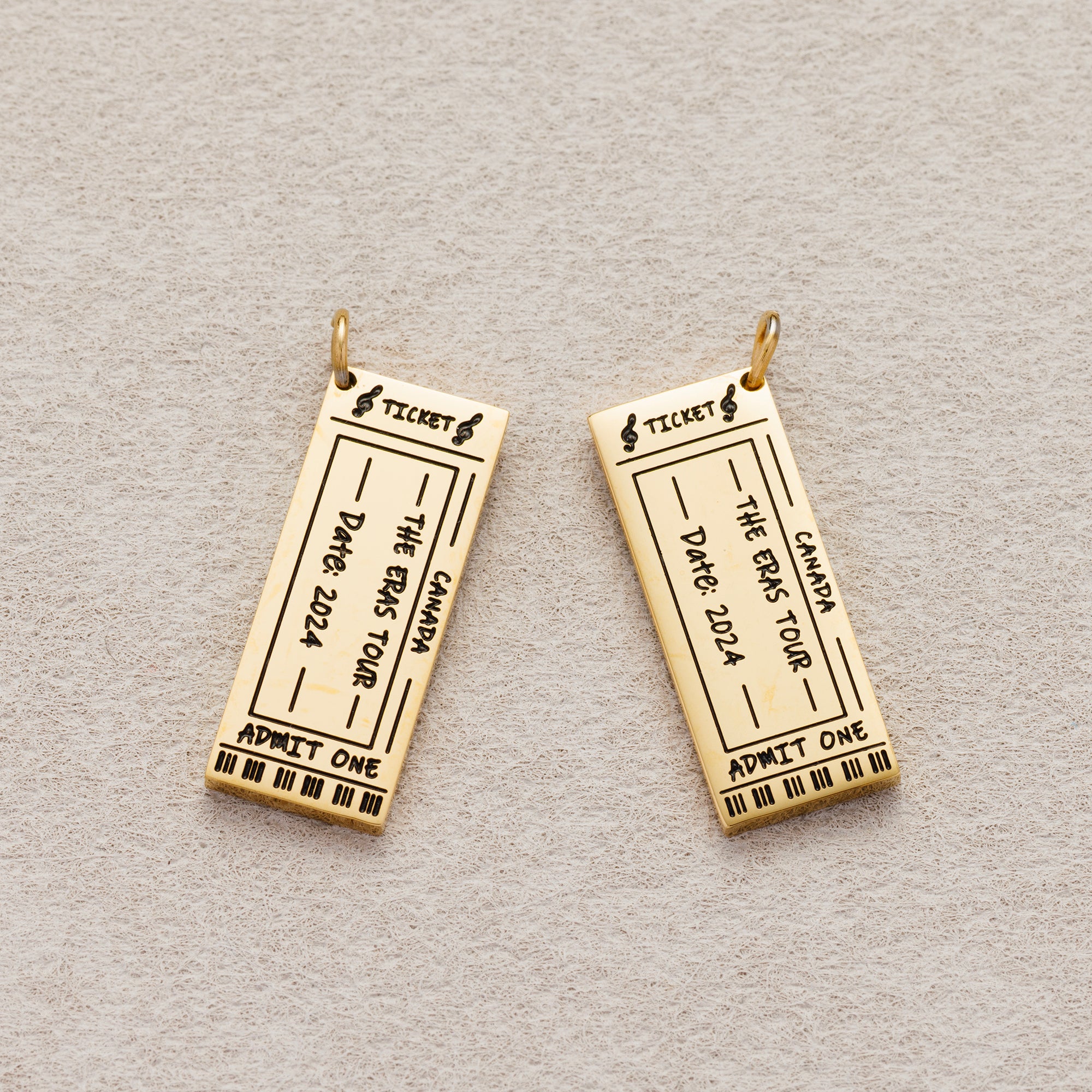 Launch Promo: 24K Gold PVD Stainless Steel Ticket Concert Tour Charm | Sold Each