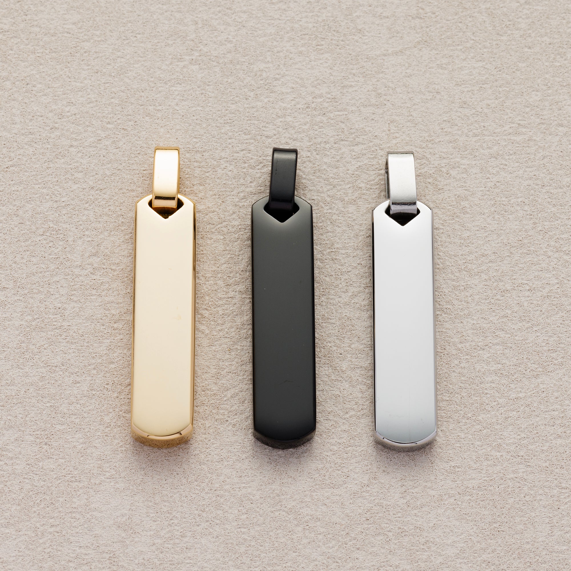 Launch Promo: 24K Gold PVD Stainless Steel Minimalist Shield-Top Bar Pendant | Sold Each