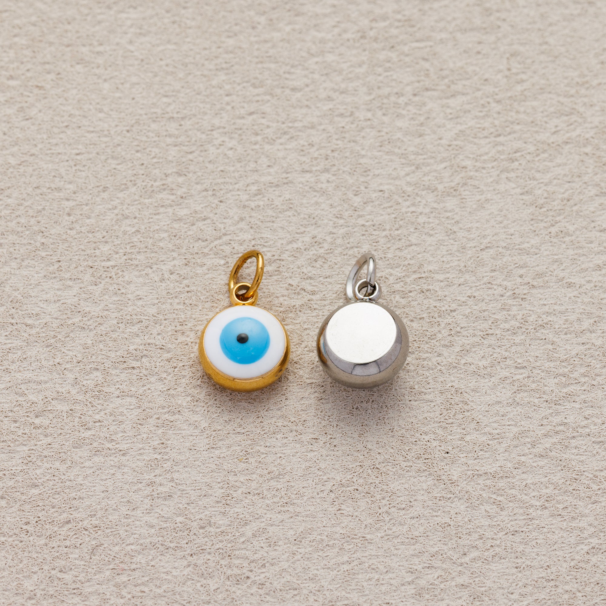 Launch Promo: 24K Gold PVD Stainless Steel White Blue Evil Eye Charm | Sold Each