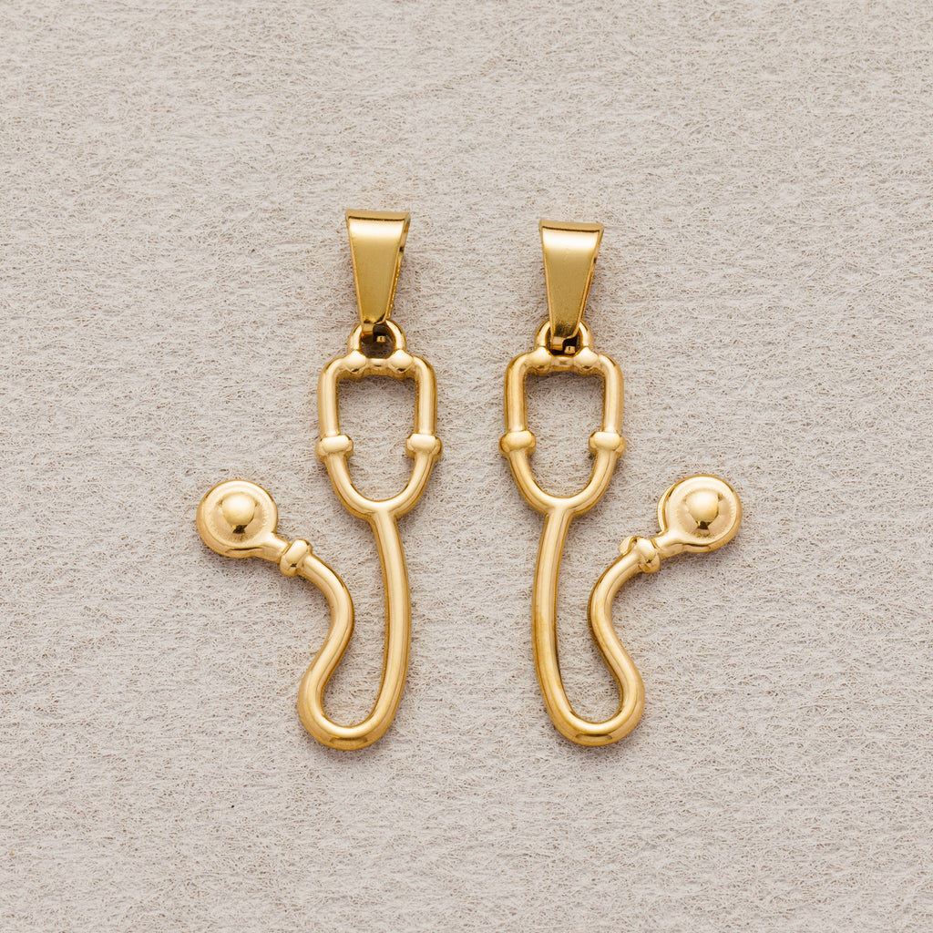 Launch Promo: 24K Gold PVD Stainless Steel Medicine Stethoscope Multidimensional 3D Charm | Sold Each