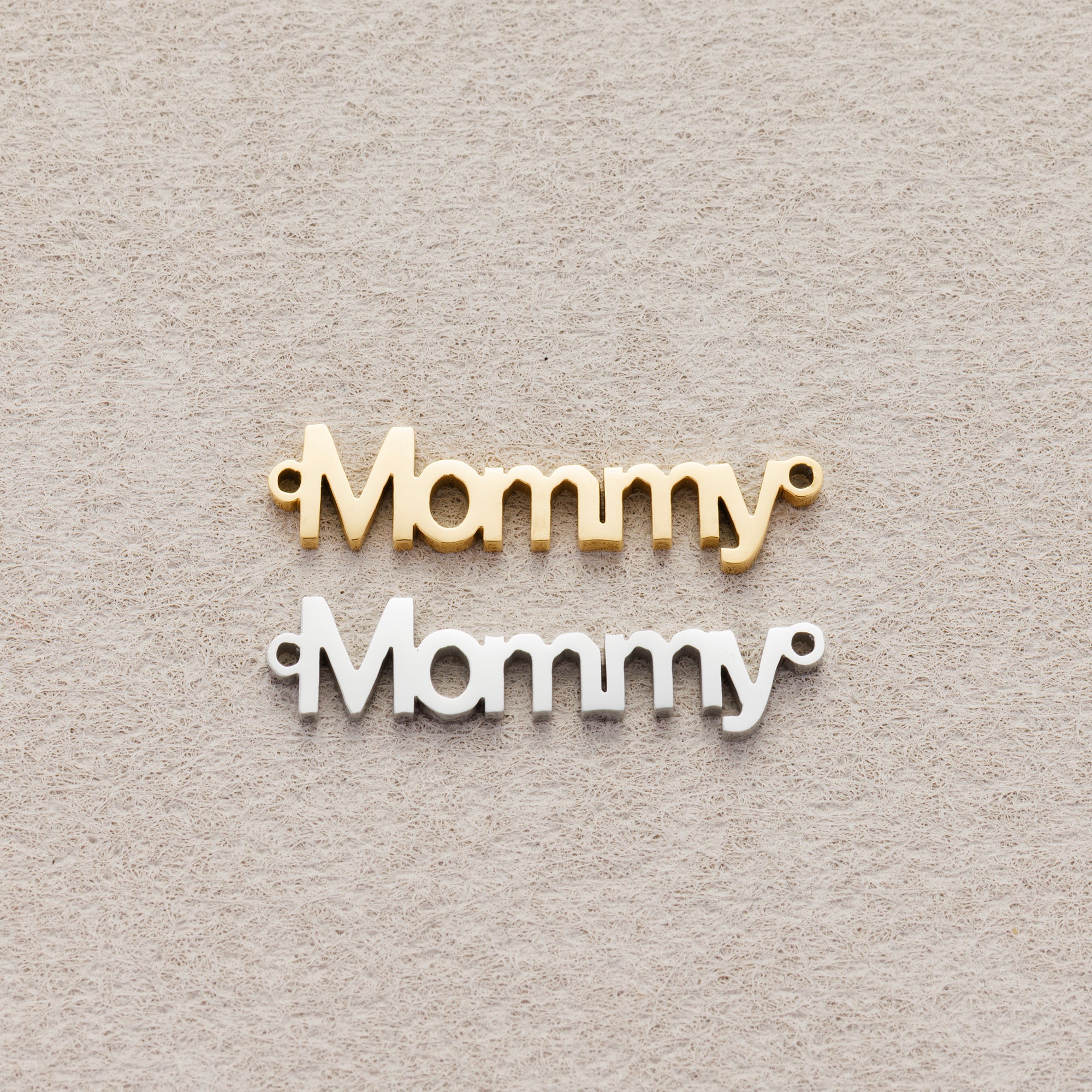 Launch Promo: 14K Gold PVD Stainless Steel Minimalist Mommy Lettering Connector | Sold Each