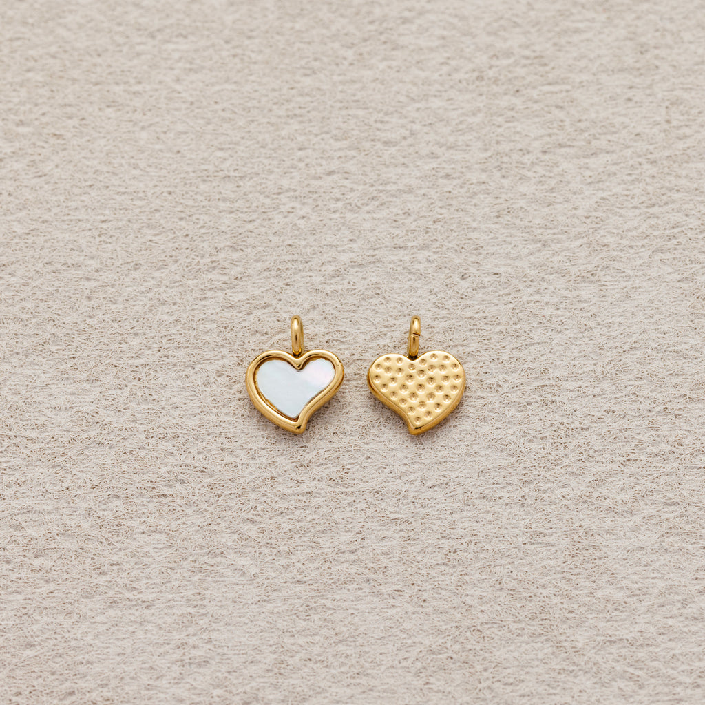 Launch Promo: 24K Gold PVD Stainless Steel Mother of Pearl Mini Irregular Love Heart Charm | Sold Each