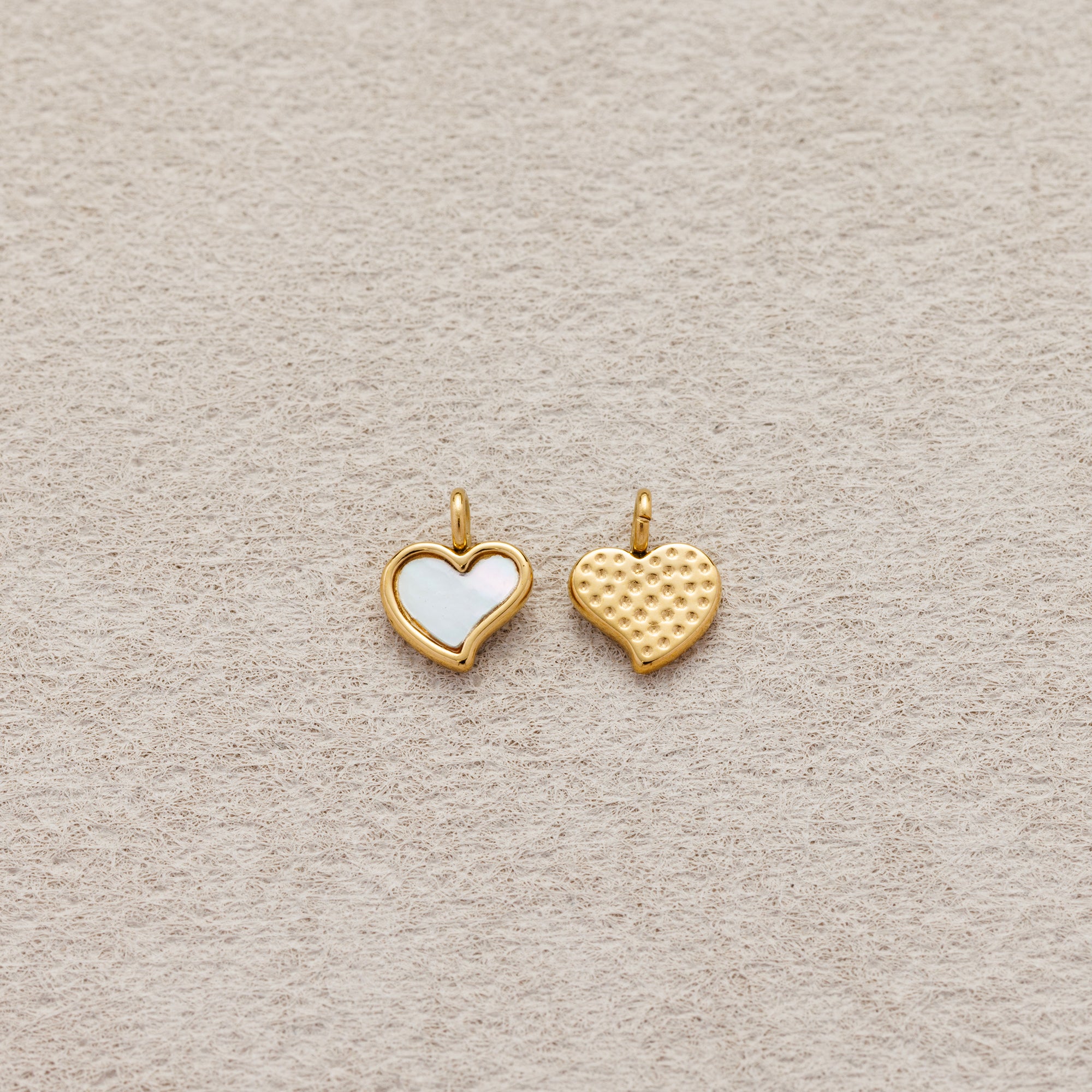 Launch Promo: 24K Gold PVD Stainless Steel Mother of Pearl Mini Irregular Love Heart Charm | Sold Each