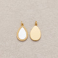 Launch Promo: 24K Gold PVD Stainless Steel Mother Of Pearl Ribbed Teardrop Charm | Sold Each