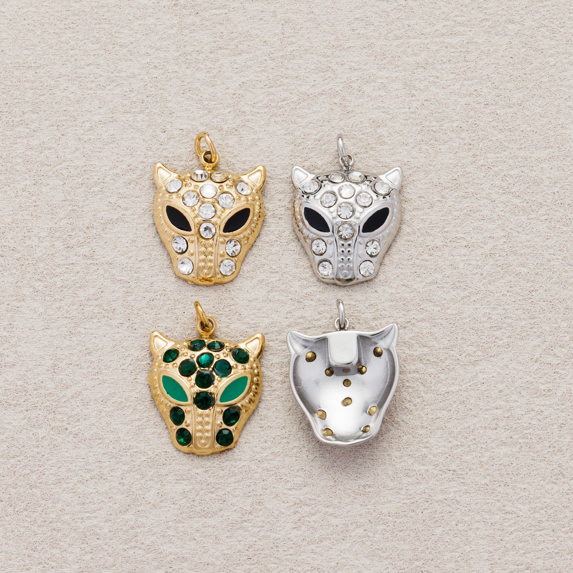 Launch Promo: 14K Gold PVD Stainless Steel Sparkling Panther Head Pendant | Sold Each