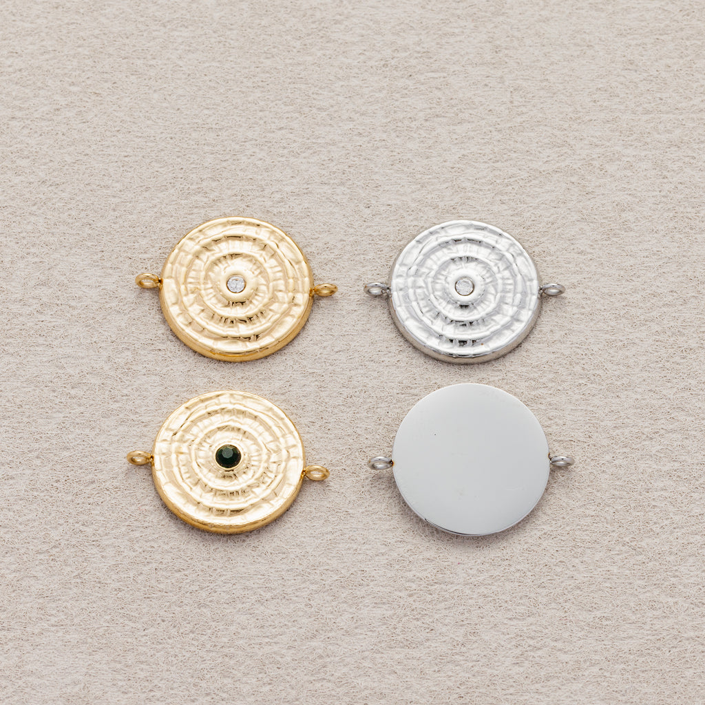 Launch Promo: 14K Gold PVD Stainless Steel Sunburst Spiral Medallion Connector | Sold Each