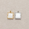 Launch Promo: 14K Gold PVD Stainless Steel Mother of Pearl Textured Square Charm | Sold Each