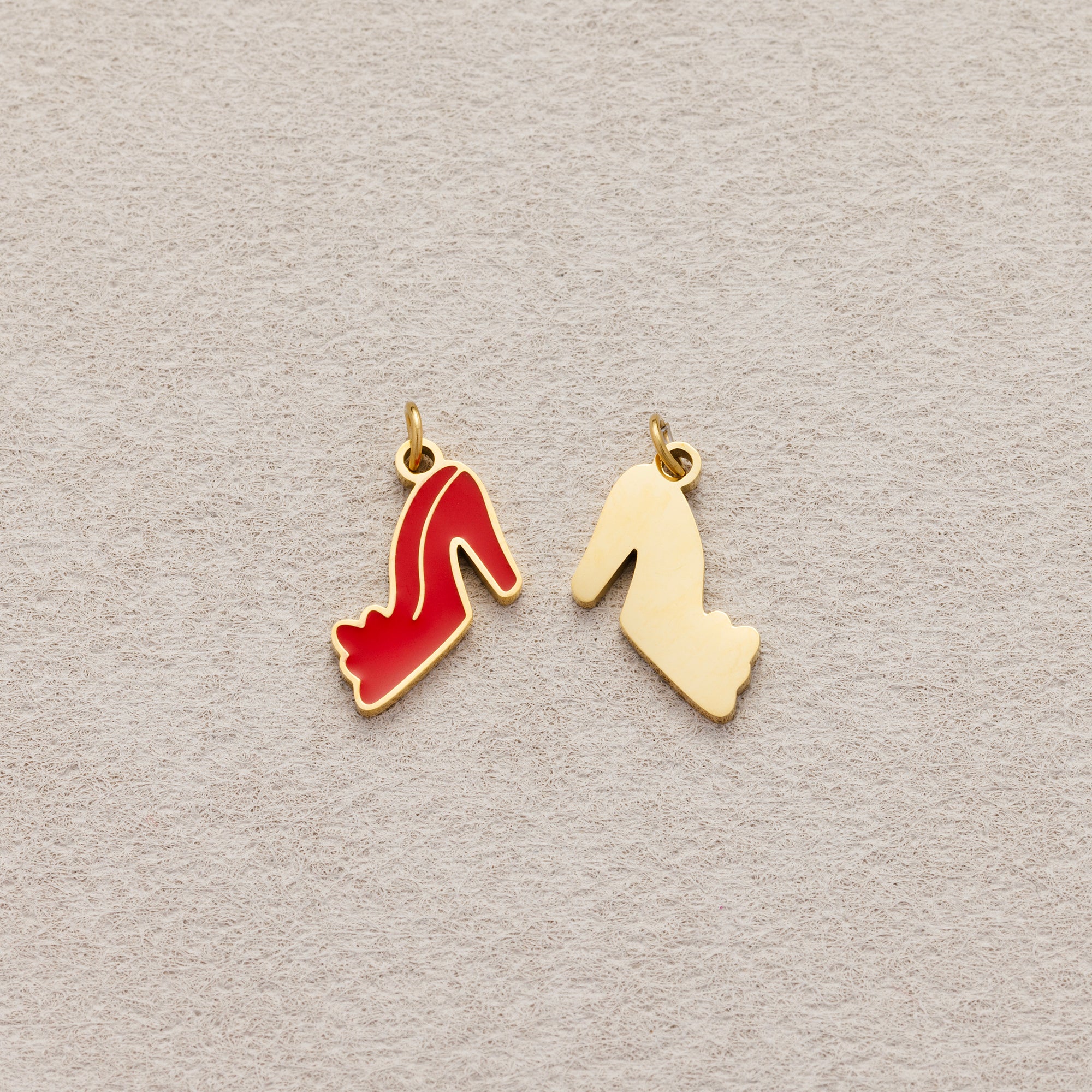 Launch Promo: 24K Gold PVD Stainless Steel Mini Red Heels Fashion Enamel Charm | Sold Each