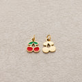 Launch Promo: 24K Gold PVD Stainless Steel Mini Red Cherry Fruit Enamel Charm | Sold Each