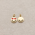 Launch Promo: 24K Gold PVD Stainless Steel Red Heart Eyes Emoticon Enamel Charm | Sold Each