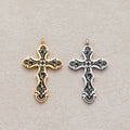 Launch Promo: 24K Gold PVD Stainless Steel Gothic Black Enamel Cross Pendant | Sold Each
