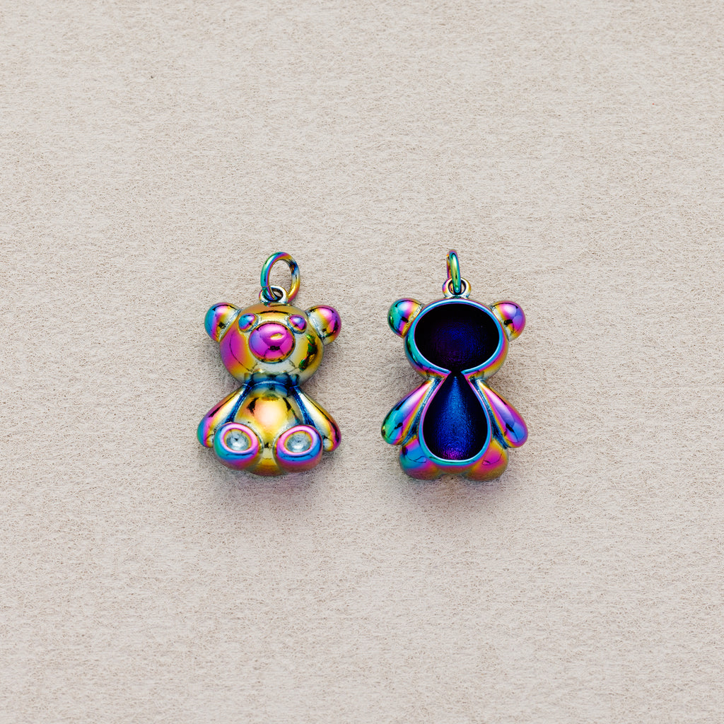 Launch Promo: Stainless Steel Hollow Rainbow Teddy Bear Charm | Sold Each
