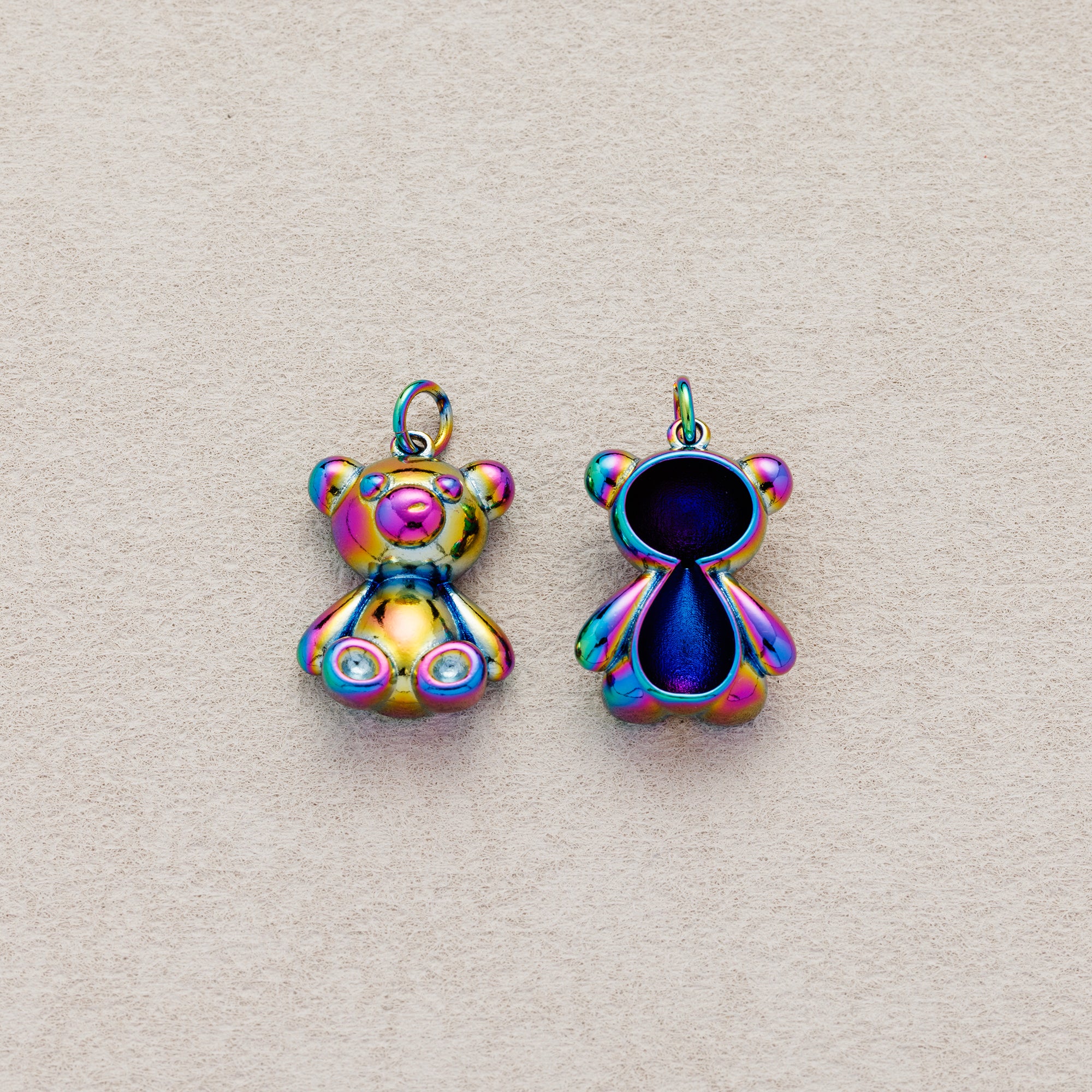 Launch Promo: Stainless Steel Hollow Rainbow Teddy Bear Charm | Sold Each