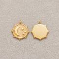 Launch Promo: 14K Gold PVD Stainless Steel Vintage Textured Celestial Moon & Stars Medallion Charm | Sold Each