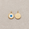 Launch Promo: 14K Gold PVD Stainless Steel White Blue Evil Eye Sunburst Medallion Enamel Charm | Sold Each