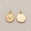 Launch Promo: 14K Gold PVD Stainless Steel Clear CZ Irregular Round Sunburst Pendant | Sold Each