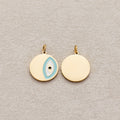 Launch Promo: 14K Gold PVD Stainless Steel Turquoise Evil Eye Coin Charm | Sold Each