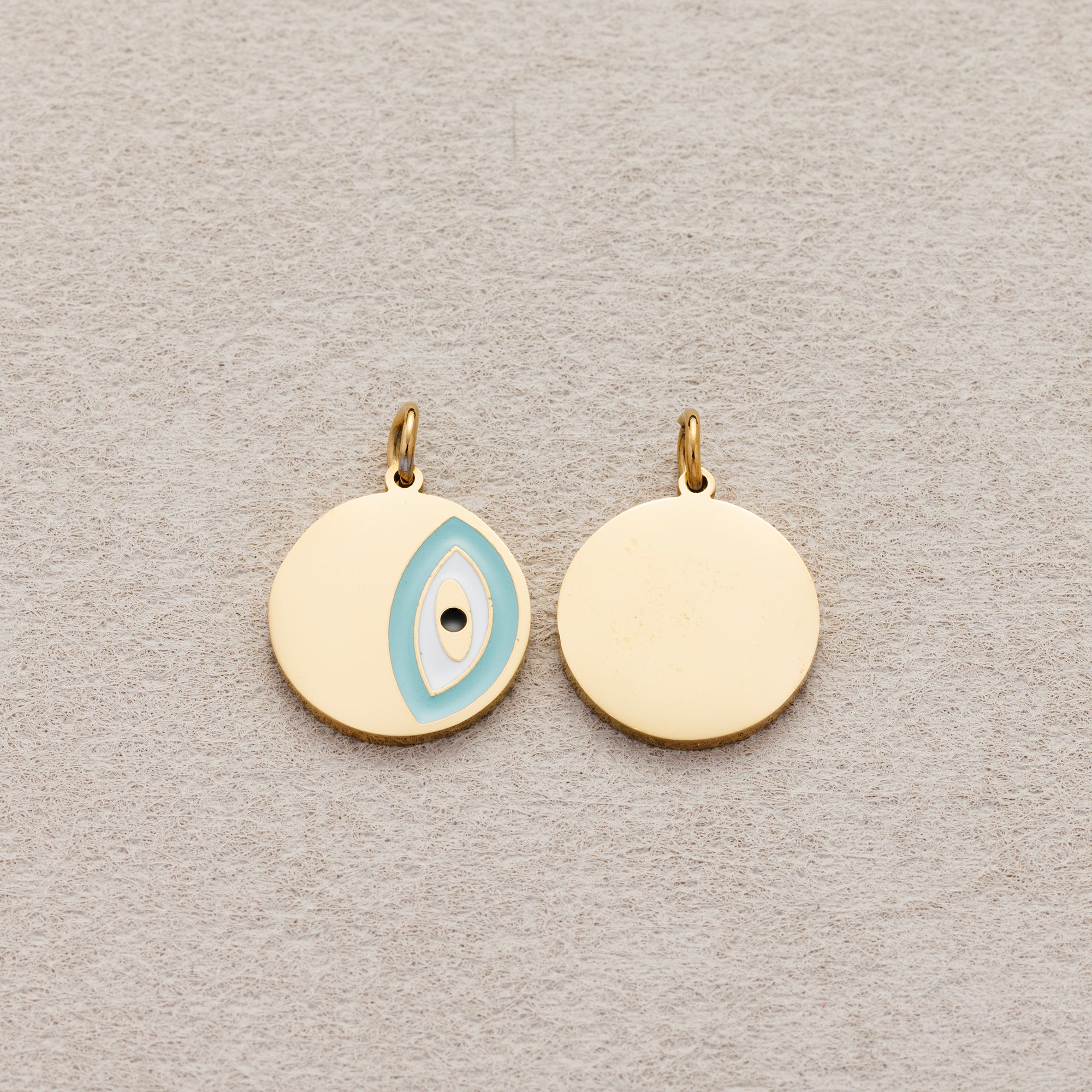 Launch Promo: 14K Gold PVD Stainless Steel Turquoise Evil Eye Coin Charm | Sold Each