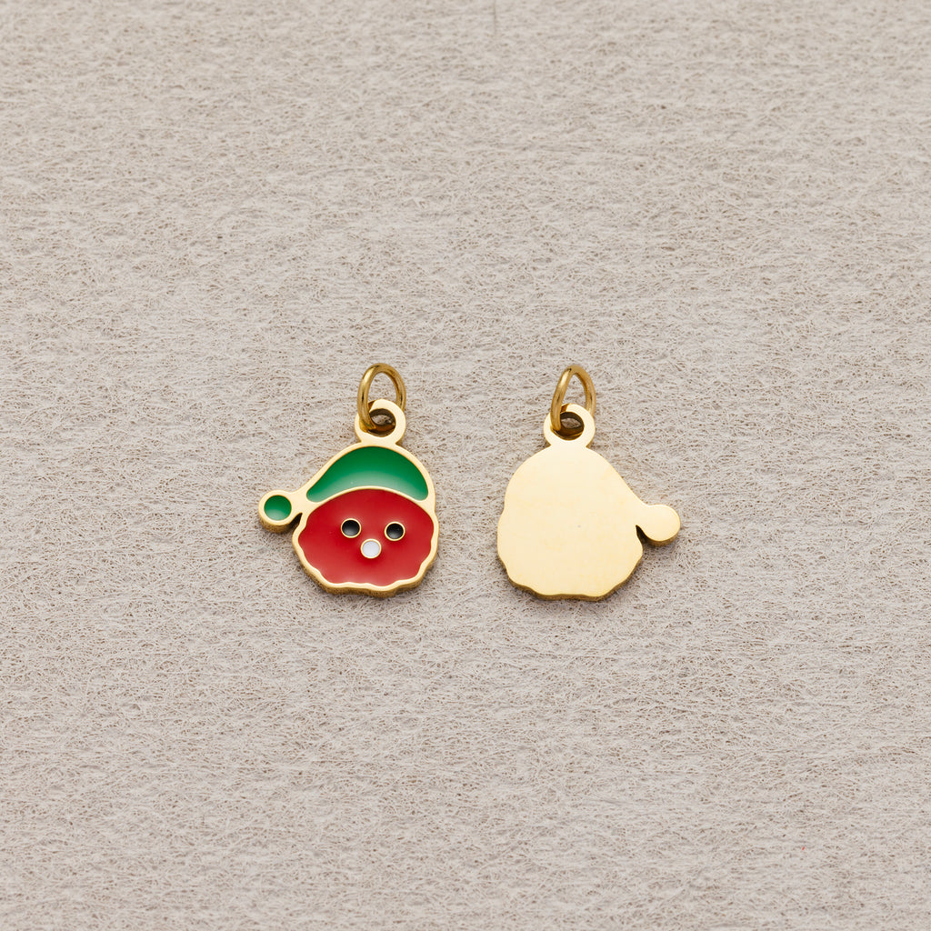 Launch Promo: 24K Gold PVD Stainless Steel Mini Cute Santa Enamel Charm | Sold Each