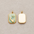 Launch Promo: 14K Gold PVD Stainless Steel Turquoise Celestial Hand & Moon Rectangular Medallion Pendant | Sold Each