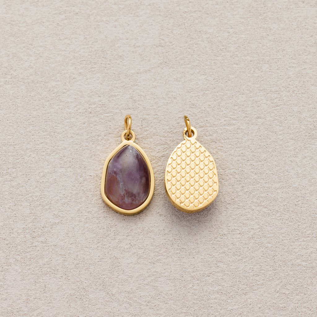 Launch Promo: 14K Gold PVD Stainless Steel Irregular Shield Natural Gemstone Pendant | Sold Each