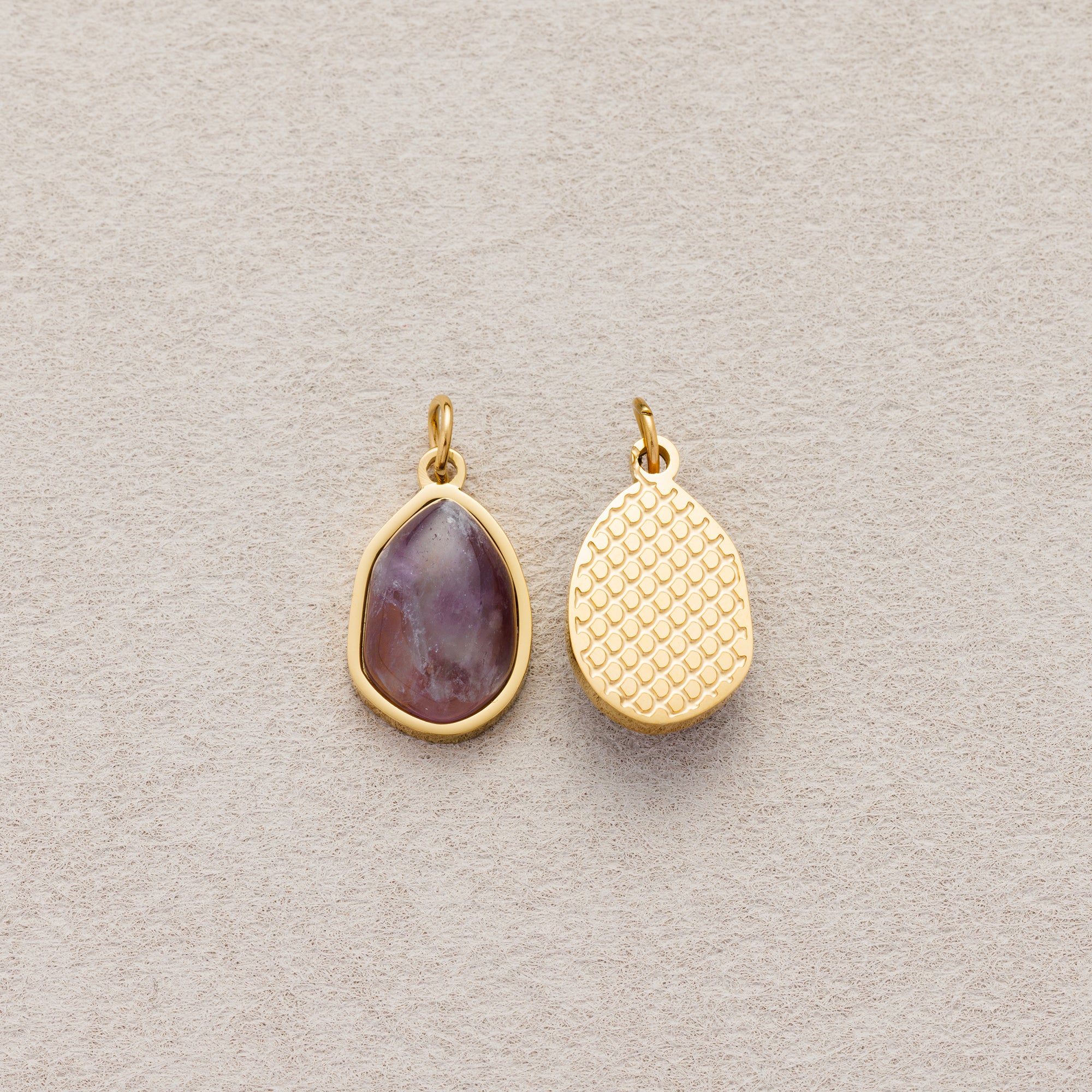 Launch Promo: 14K Gold PVD Stainless Steel Irregular Shield Natural Gemstone Pendant | Sold Each