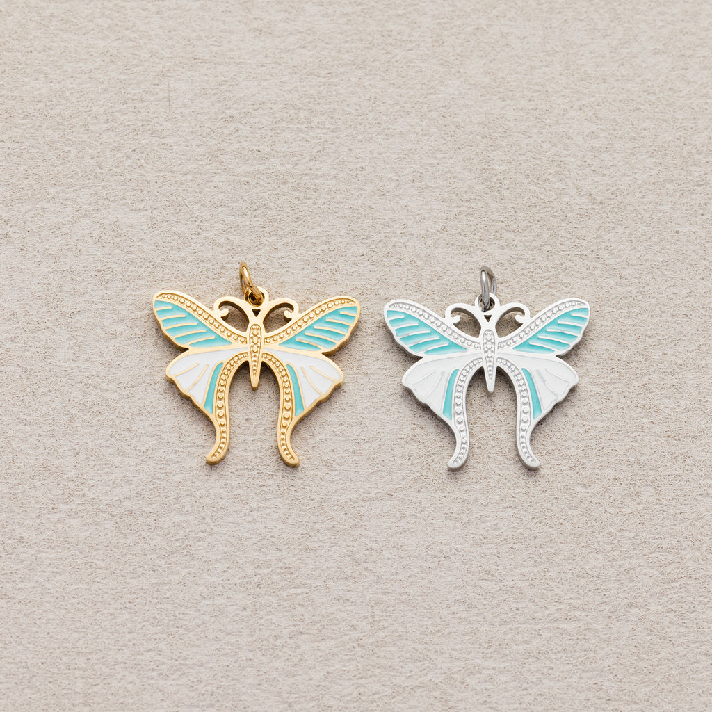 Launch Promo: 14K Gold PVD Stainless Steel Turquoise Beaded Butterfly Animal Charm | Sold Each