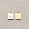 Launch Promo: 24K Gold PVD Stainless Steel White Heart Square Tag Charm | Sold Each