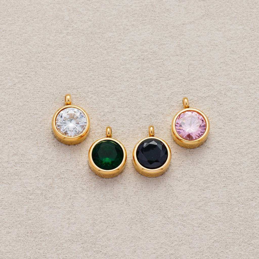 Launch Promo: 14K Gold PVD Stainless Steel Colorful CZ Mini Round Solitaire Bezel | Sold Each